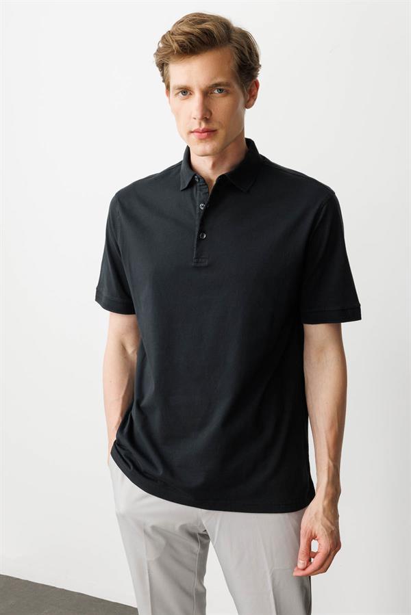 Erkek Polo Yaka T-shirt Siyah