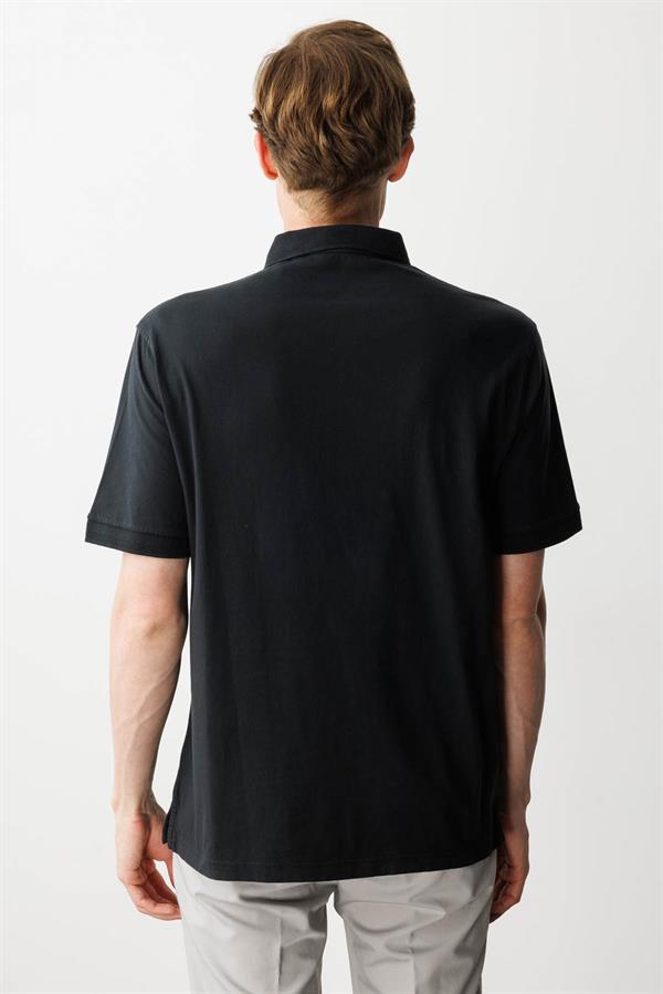 Erkek Polo Yaka T-shirt Siyah
