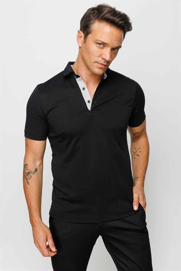 Мужская футболка поло черная  