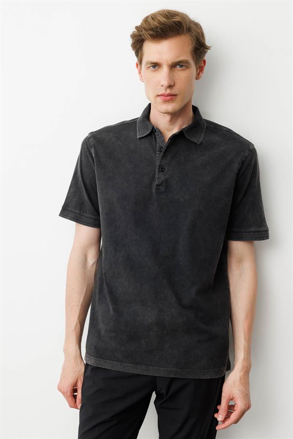 Erkek Polo Yaka T-shirt Siyah