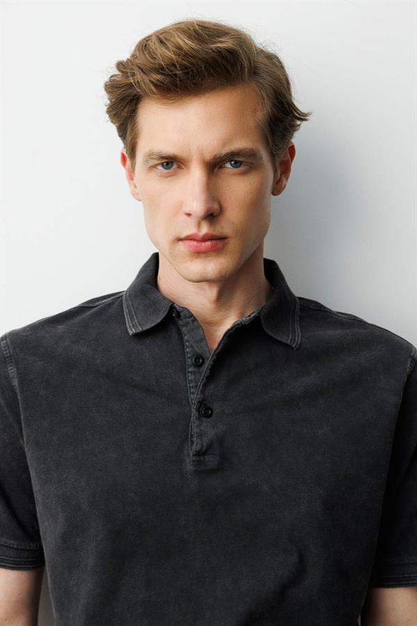 Erkek Polo Yaka T-shirt Siyah