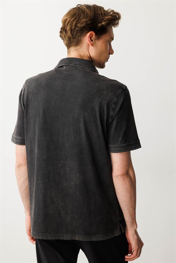 Erkek Polo Yaka T-shirt Siyah