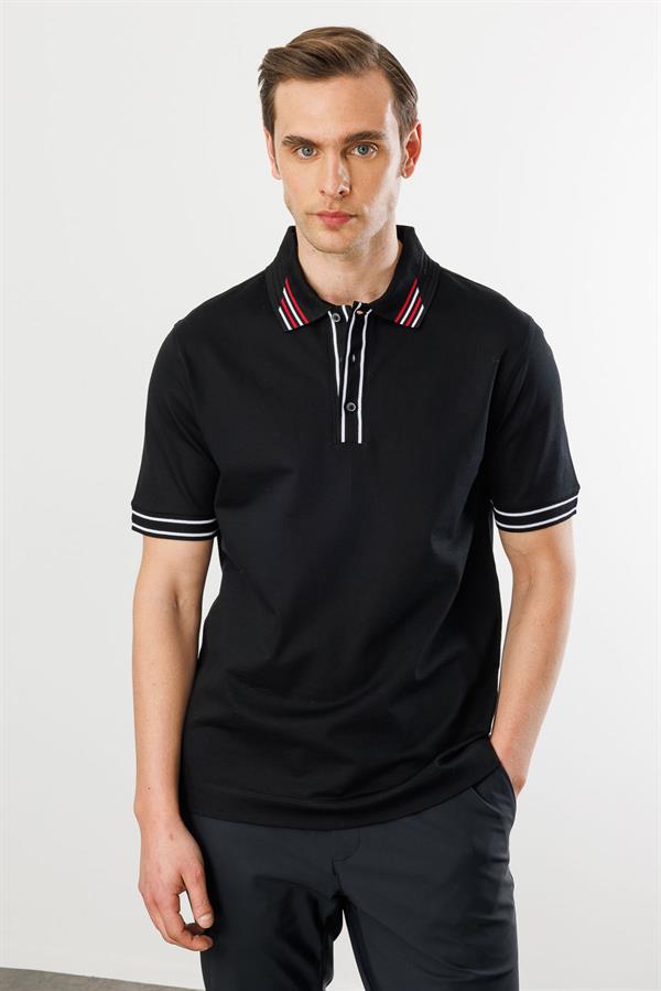 Erkek Polo Yaka T-shirt Siyah