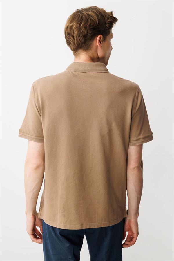 Erkek Polo Yaka T-shirt Taba