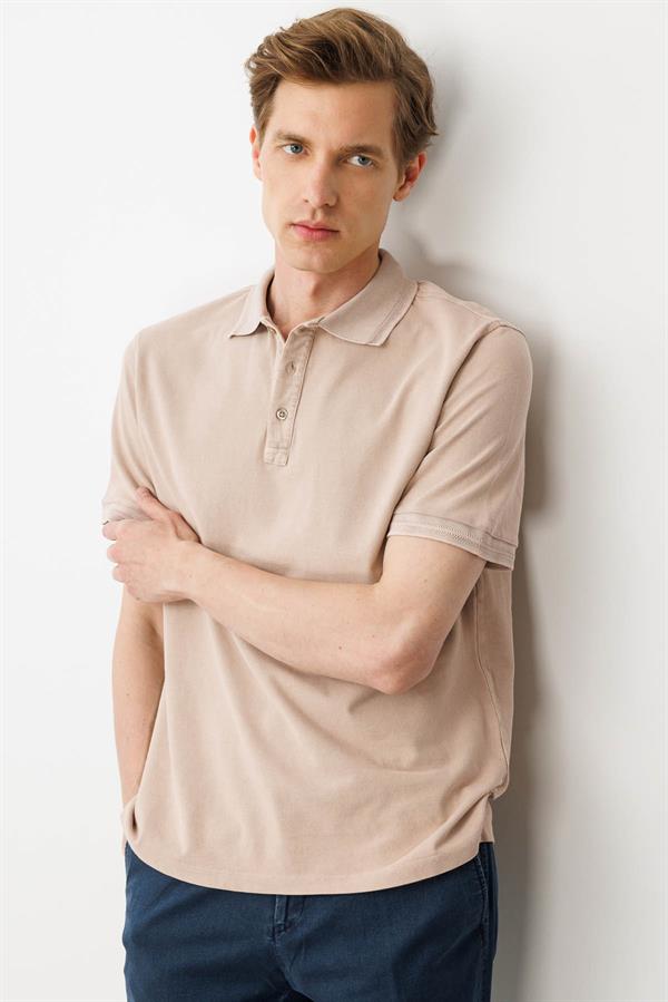 Erkek Polo Yaka T-shirt Vizon
