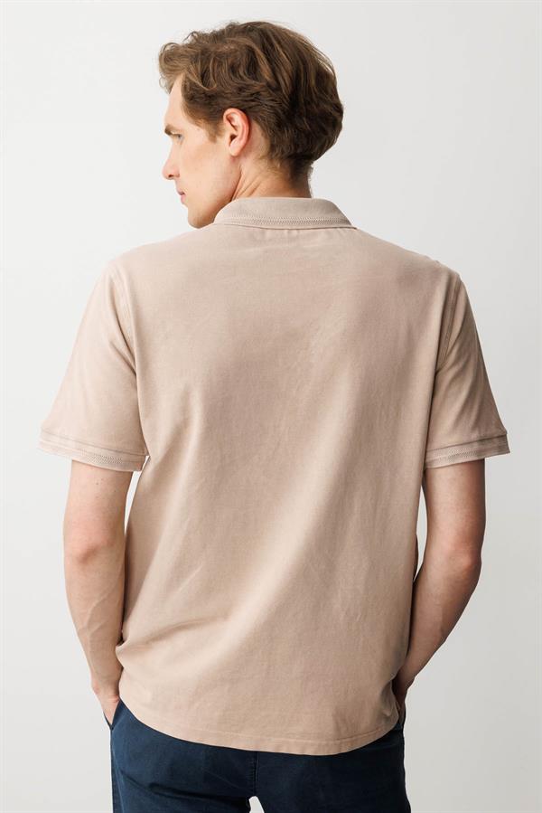 Erkek Polo Yaka T-shirt Vizon