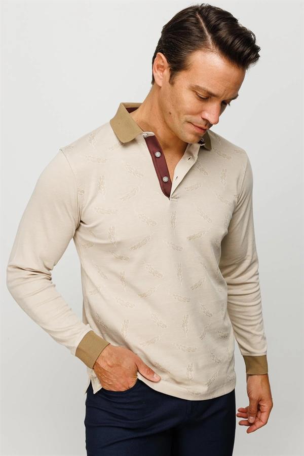 Мужская толстовка с воротником поло и перьями