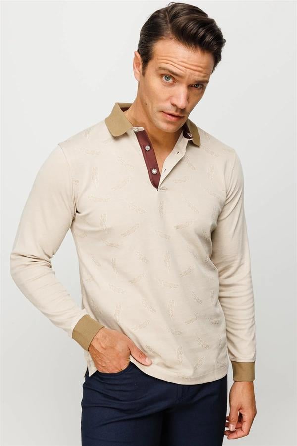 Мужская толстовка с воротником поло и перьями