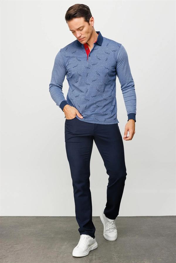 Мужская толстовка с воротником поло и перьями