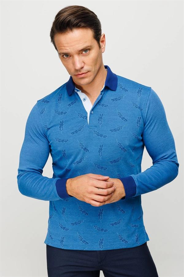 Мужская толстовка с воротником поло и перьями