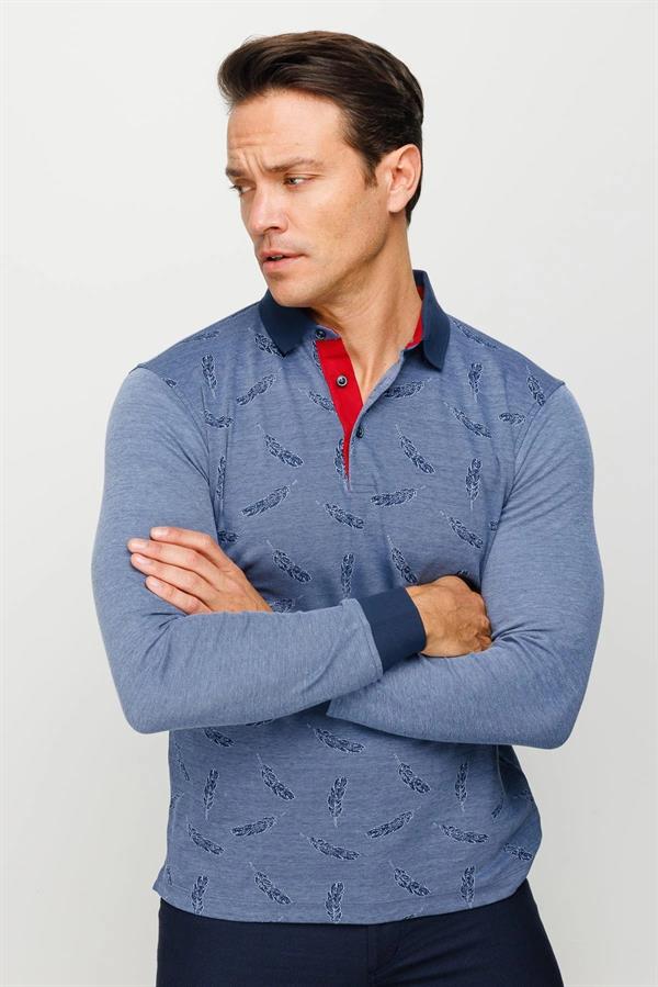 Мужская толстовка с воротником поло и перьями