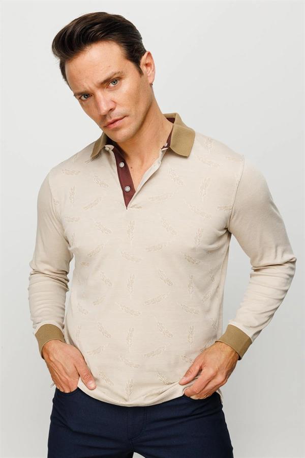 Мужская толстовка с воротником поло и перьями