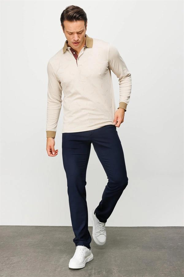 Мужская толстовка с воротником поло и перьями