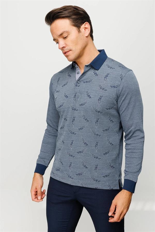 Мужская толстовка с воротником поло и перьями