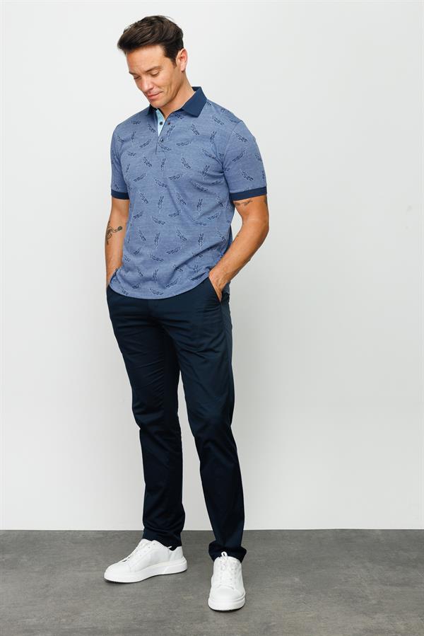 Мужская футболка поло с рисунком перья темно синяя