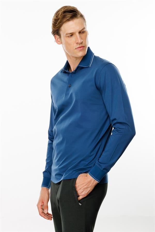 Erkek Polo Yaka Uzun Kollu Sweatshirt Parlement