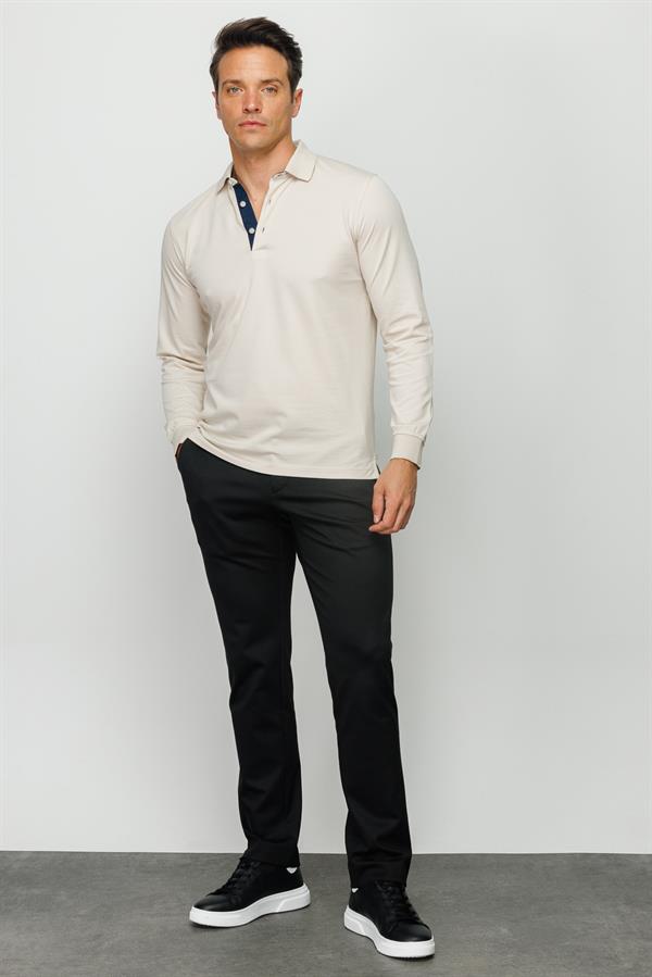 Мужской свитшот с воротником поло и длинными рукавами серый