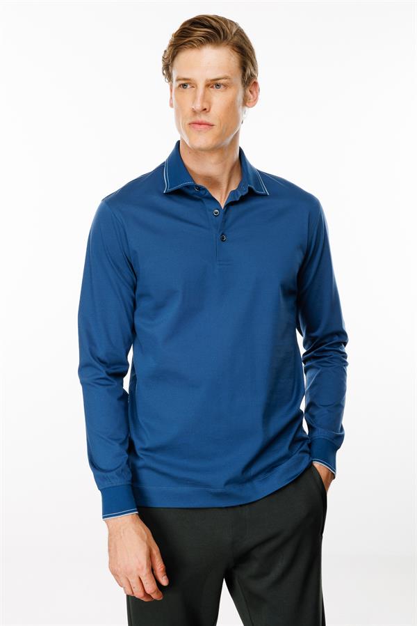 Erkek Polo Yaka Uzun Kollu Sweatshirt Parlement