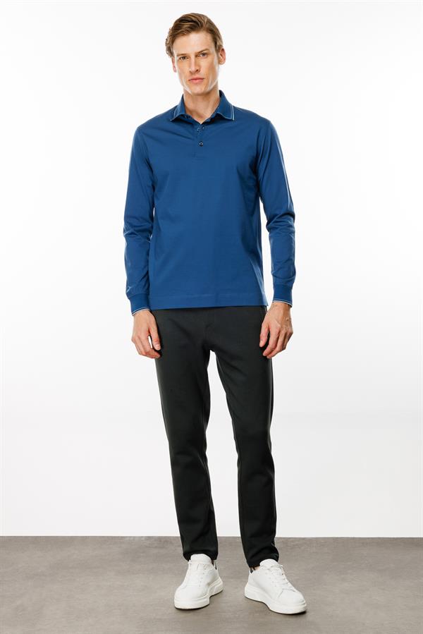 Erkek Polo Yaka Uzun Kollu Sweatshirt Parlement