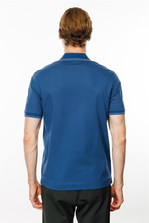 Erkek Polo Yaka Yakası Fermuarlı T-shirt Parlement
