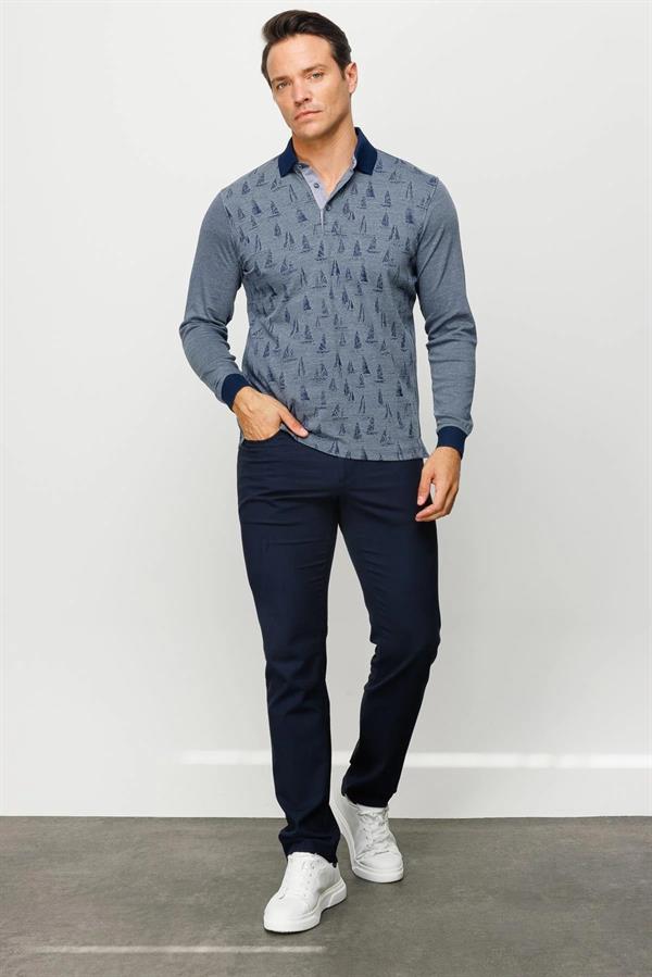 Мужская толстовка с воротником-поло с рисунком