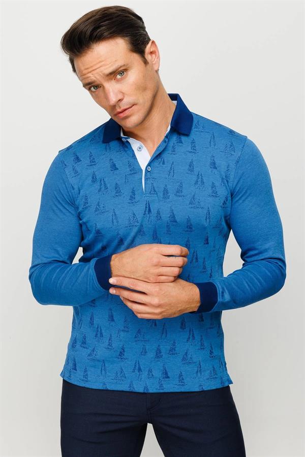 Мужская толстовка с воротником-поло с рисунком