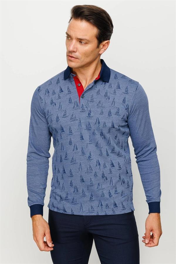 Мужская толстовка с воротником-поло с рисунком