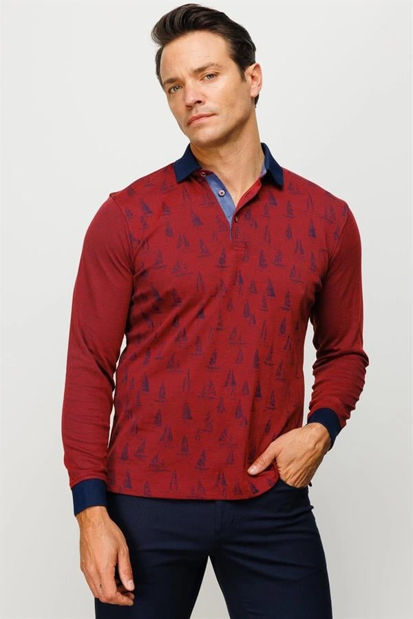 Мужская толстовка с воротником-поло с рисунком