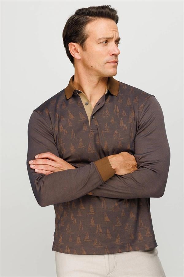 Мужская толстовка с воротником-поло с рисунком