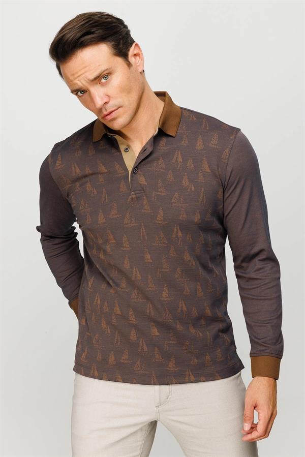 Мужская толстовка с воротником-поло с рисунком