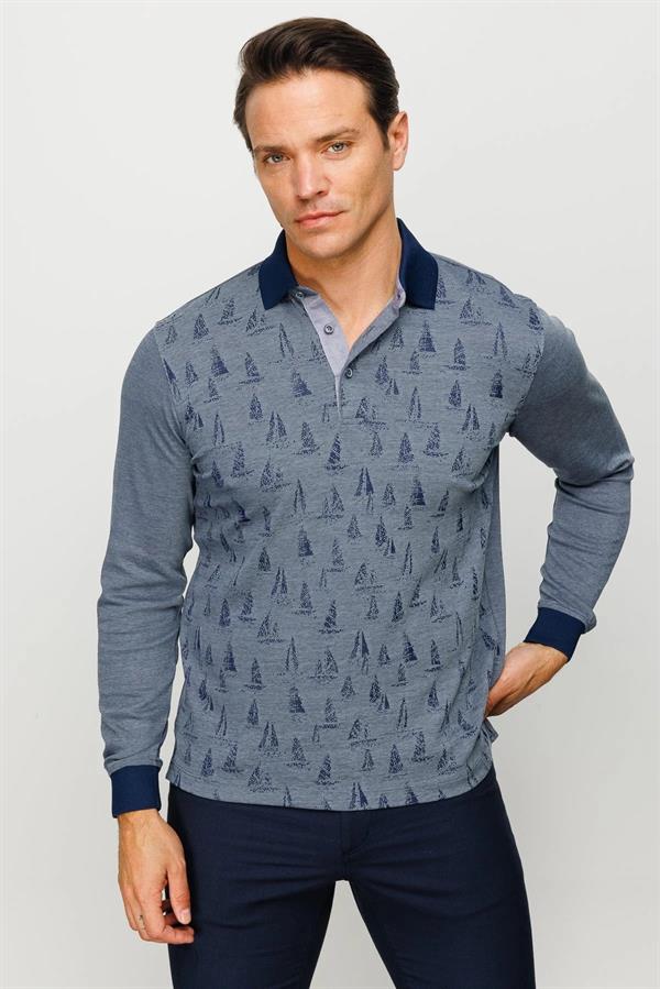 Мужская толстовка с воротником-поло с рисунком