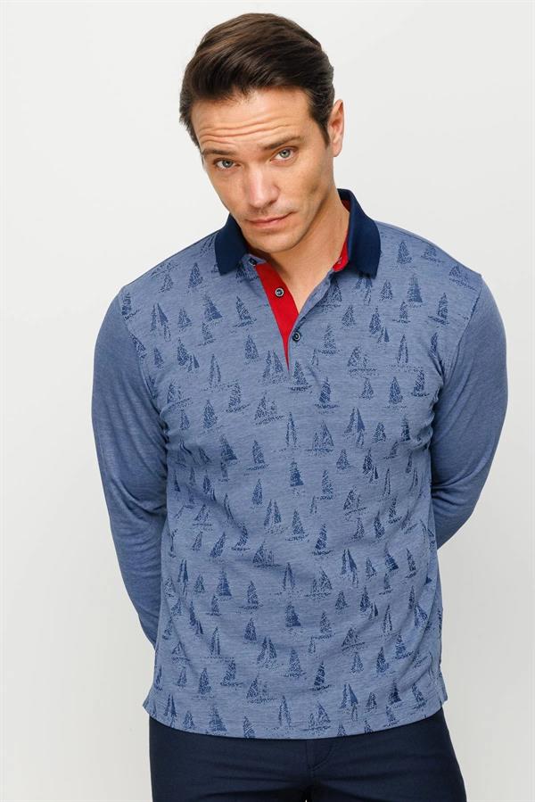 Мужская толстовка с воротником-поло с рисунком