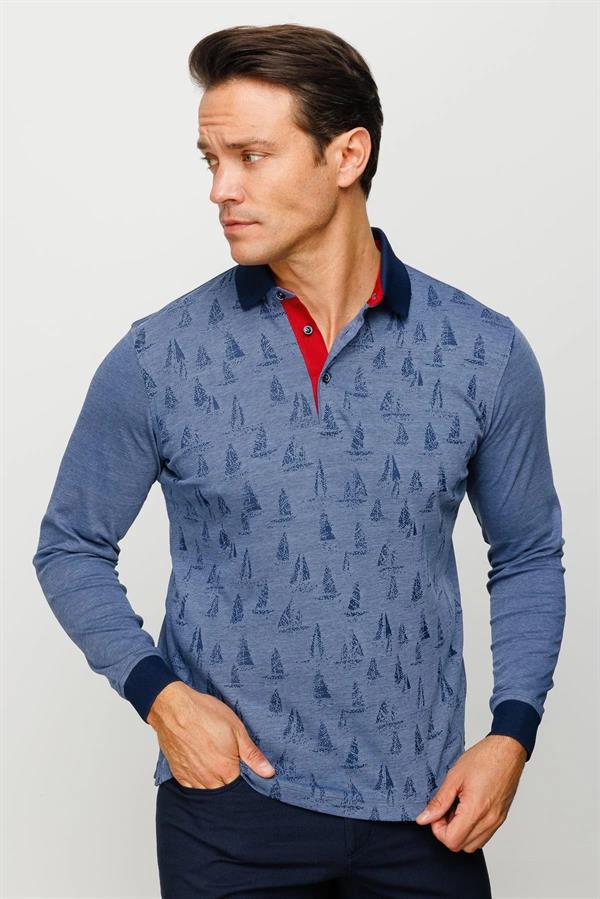 Мужская толстовка с воротником-поло с рисунком