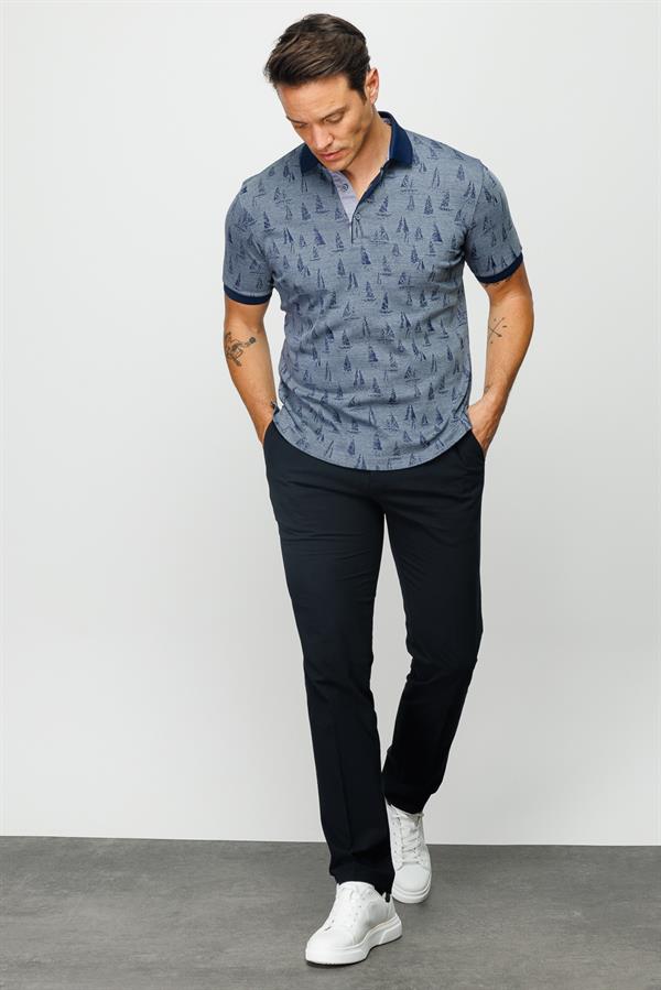 Мужская футболка поло с рисунком парусник темно серая