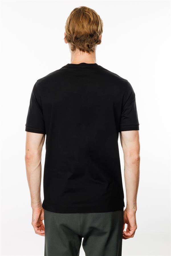 Erkek Sıfır Yaka Basic Pamuklu T-shirt Siyah