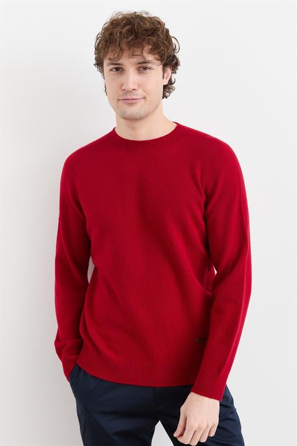 Мужской базовый шерстяной свитер с круглым вырезом