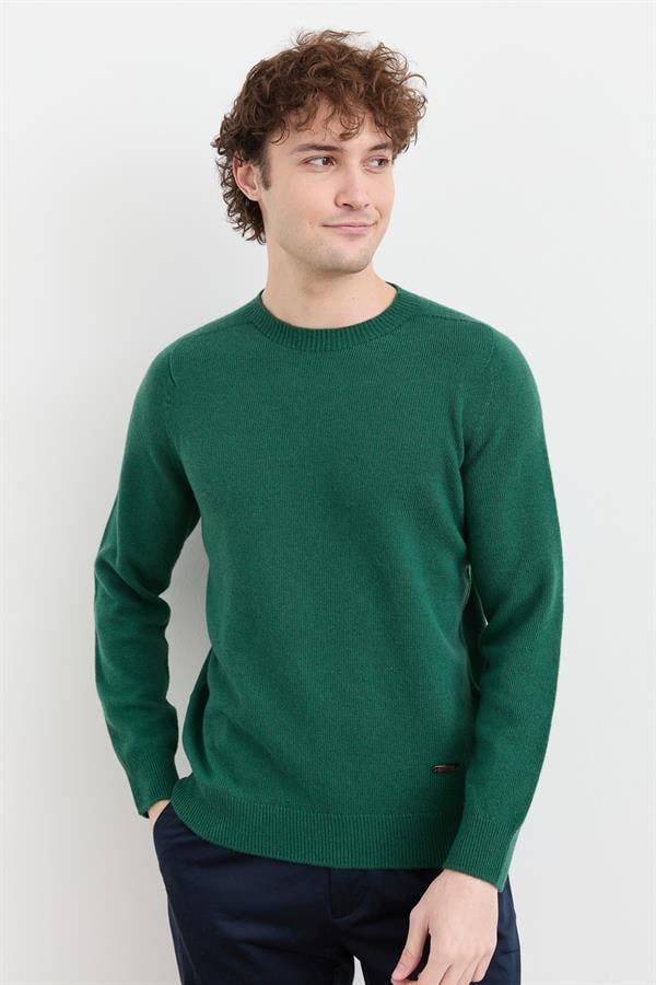 Мужской базовый шерстяной свитер с круглым вырезом