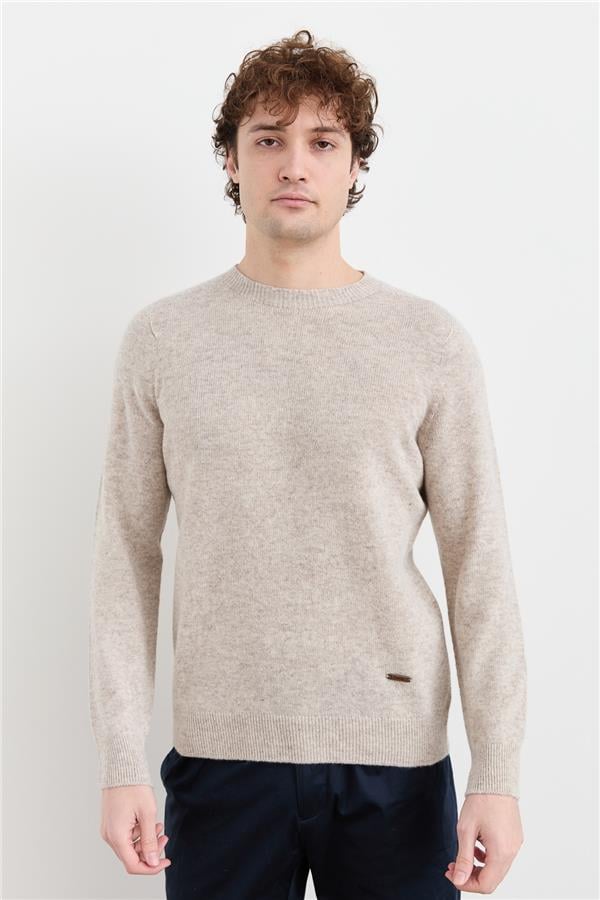 Мужской базовый шерстяной свитер с круглым вырезом