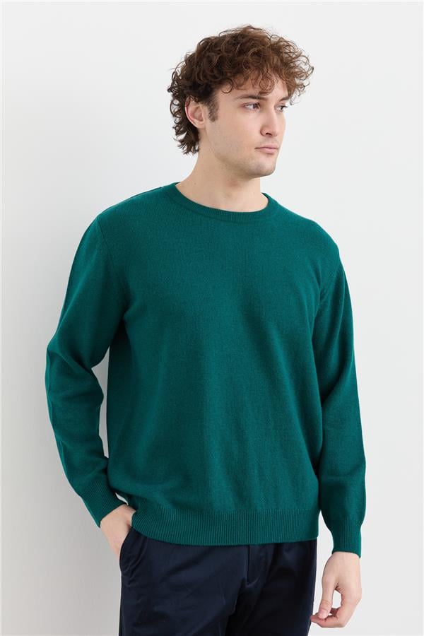 Мужской классический шерстяной свитер с круглым вырезом Цвет утиной головы