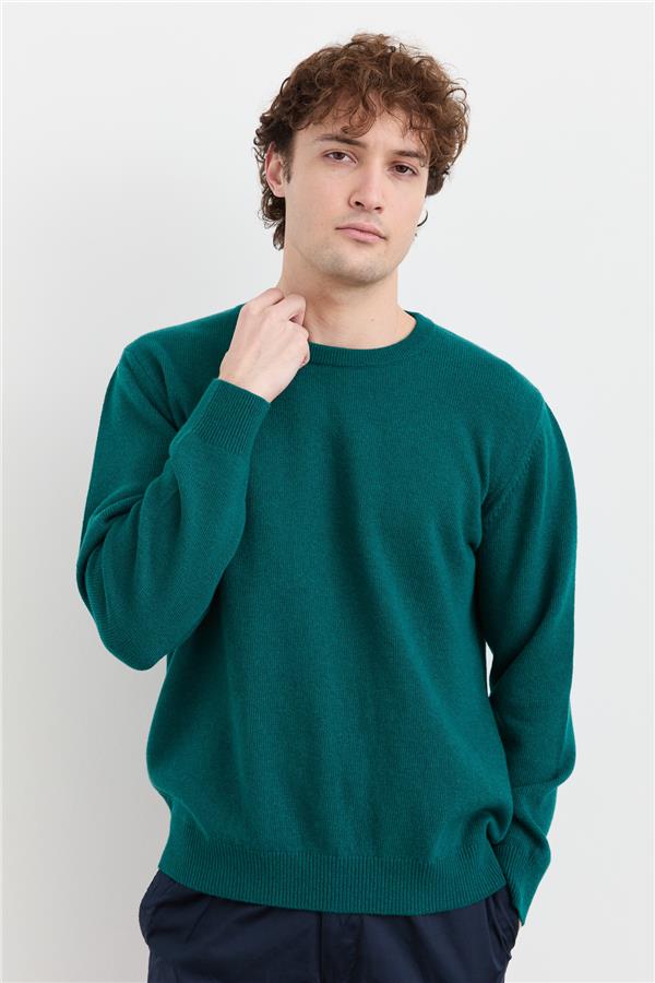 Мужской классический шерстяной свитер с круглым вырезом Цвет утиной головы