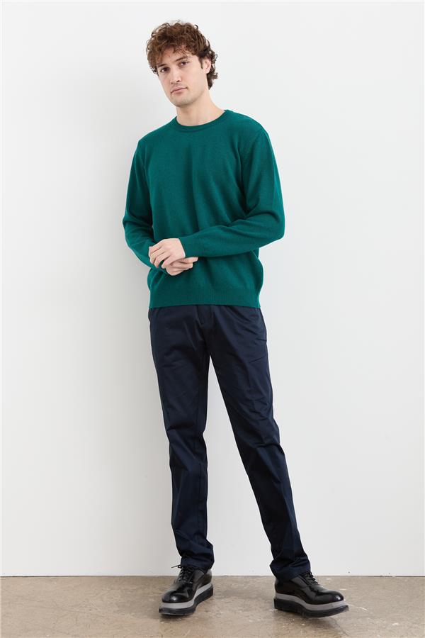 Мужской классический шерстяной свитер с круглым вырезом Цвет утиной головы