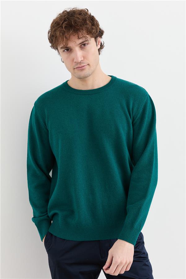 Мужской классический шерстяной свитер с круглым вырезом Цвет утиной головы