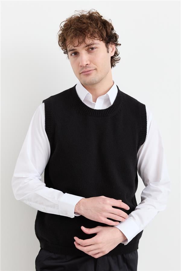 Мужской шерстяной свитер с круглым вырезом