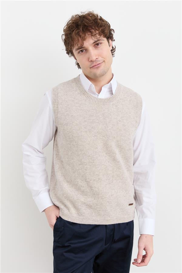 Мужской шерстяной свитер с круглым вырезом