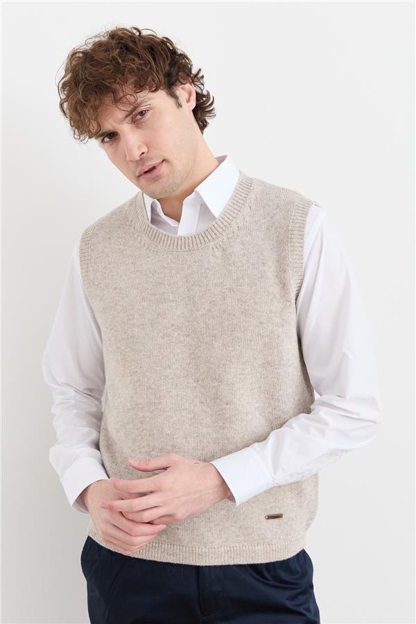 Мужской шерстяной свитер с круглым вырезом