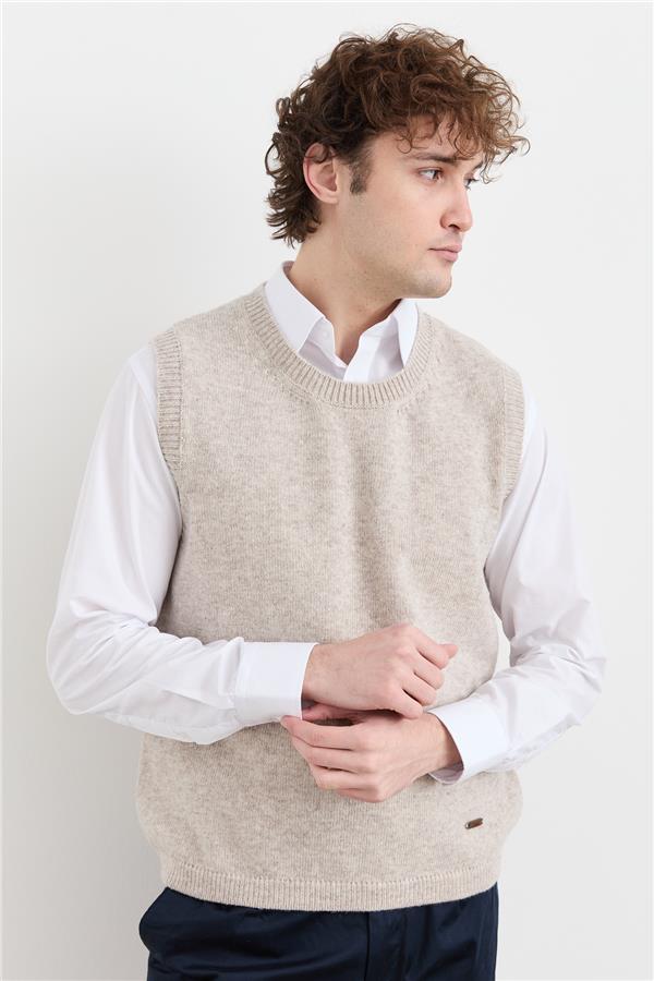 Мужской шерстяной свитер с круглым вырезом