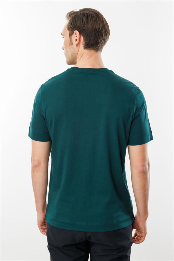 Erkek Sıfır Yaka Pamuklu T-shirt Nefti
