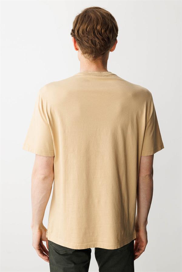 Erkek Sıfır Yaka T-shirt A.Sarı