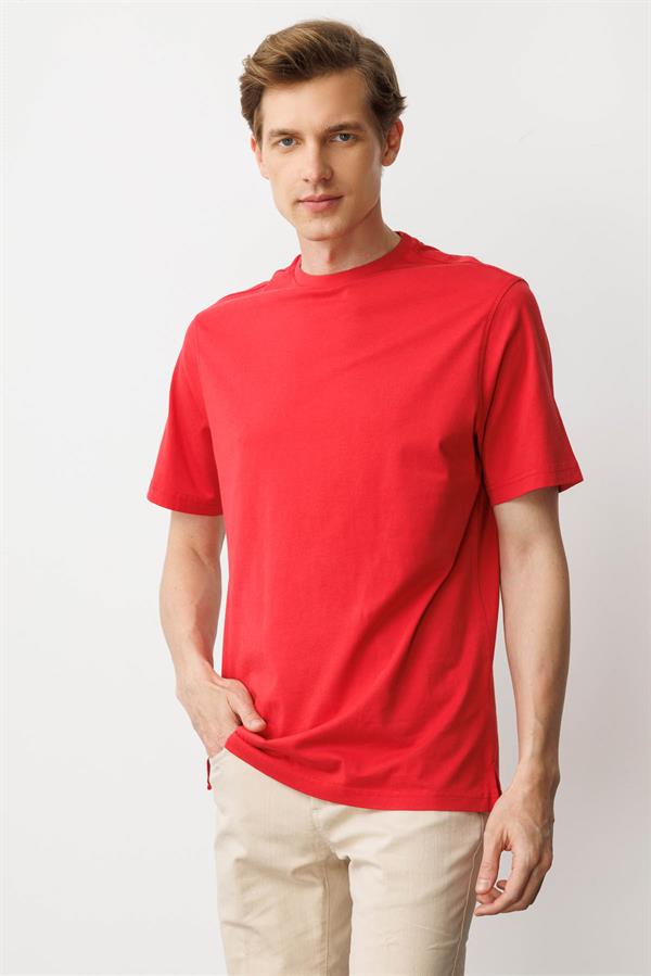Erkek Sıfır Yaka T-shirt A.Kırmızı
