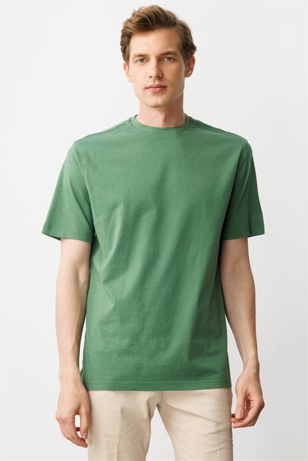 Erkek Sıfır Yaka T-shirt A.Yeşil